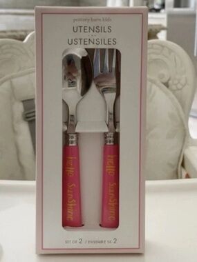 BN Pottery Barn Kids Pink & Yellow 'Hello Sunshine' Kids Utensil Set - 2 Piece